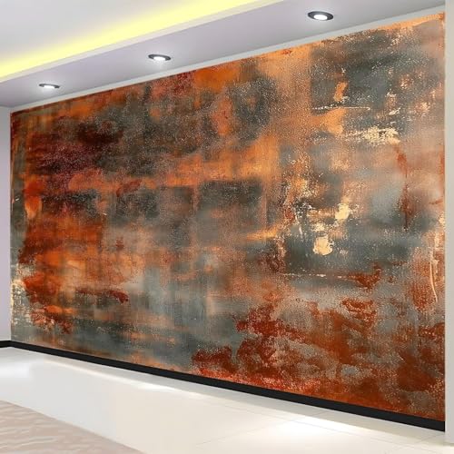 Fotomurales Decorativos Pared Metal Oxidado 200x140 cm Papel Pintado Tejido No Tejido Patrón Retro Industrial Fotomural 3D Mural Paredes Papel Tapiz Decoración Salón o Dormitorio a.3154
