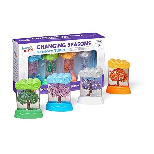 hand2mind Changing Seasons Sensory Tubes, Calm Down Corner Supplies, Quiet Fidgets, Travel Toddler Toys, Preschool Classroom Must Haves, Hands-On Stress Relief Toy, Anxiety Relief Items for Kids
