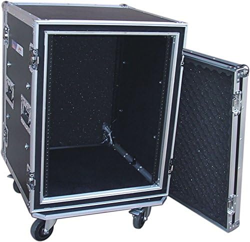 Pro 14U Space DJ ATA Shock-Proof AMP Rack Flight Road Case For 19-Inch Rack - 20" Inside Depth - With Heavy-Duty Wheel Casters