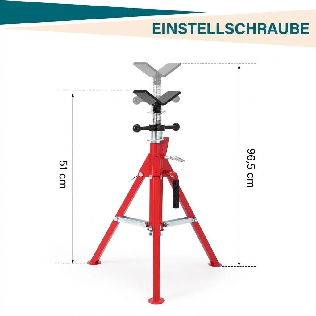 Rohrständer Rohrstütze Mit v-Kopf, Höhenverstellbar 51–96 cm, Schwerlast Rohrbock Aus Stahl Bis 1134 kg Tragkraft, Klappbar & Stabil, Pipe Jack Stand Für Schweißen, Baustelle & Werkstatt