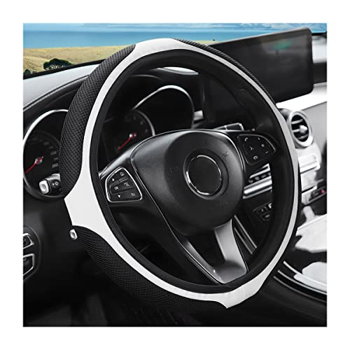 Fekey&Jf Car Steering Wheel Cover, Elastic Stretch Anti-Slip Breathable Warm In Winter Cool In Summer, Car Interior Protection Accessories For Women Men, Universal 15 Inch For Most Cars (White) #TOP22