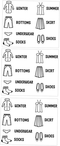 Hoement Etiquetas autoadhesivas organizadoras para vestidores, 3 unidades, con imágenes para ordenar fácilmente las habitaciones de niños y niñas y