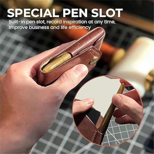 Vintage Handmade Leather Wallet, Multifunctional Compact Wallet, Built-In Pen Slot, Slim Minimalist Mens Wallets, Holds 4-8 Cards + Cash4