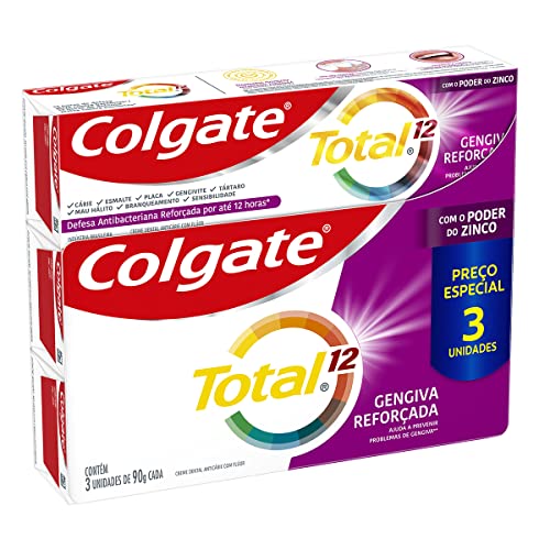 Colgate Creme Dental Total 12 Gengiva Reforçada 90G 3 Unid
