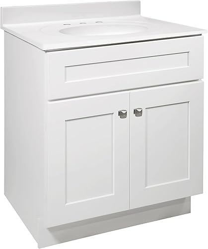 Miniatura 7 de Design House 586941 - Mueble de tocador de baño moderno sin ensamblar de 2 puertas, 30 x 21 pulgadas, color blanco