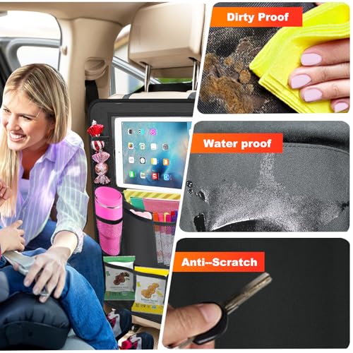 Image of Car Backseat Organizer ,2 Pack Car Organizer Back Seat with 11 inch Tablet Holder, 10 Storage Pockets Seat Back Protectors Kick Mats for Kids Toddlers, Travel Accessories (Black)
