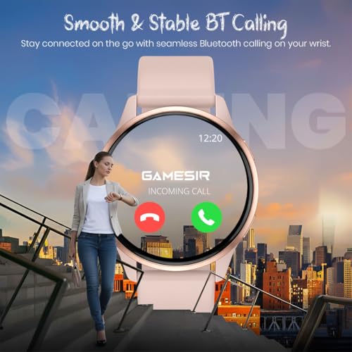 Image of GameSir Active 2 Smartwatch for Men & Women with 1.39 inch HD Round Display, Bluetooth Calling, Heart Rate & SPO₂ Monitor, 100+ Sports Modes, IP67, Long Battery Life for Android & iOS (Pink)