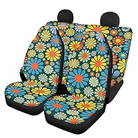chaqlin Dierlijke wolf autostoelhoezen volledige set voor vrouwen voertuig interieur beschermer kussensloop, Galaxy Animal Art Wolf Auto achterbank voorstoelhoezen volledige set van 4 stuks