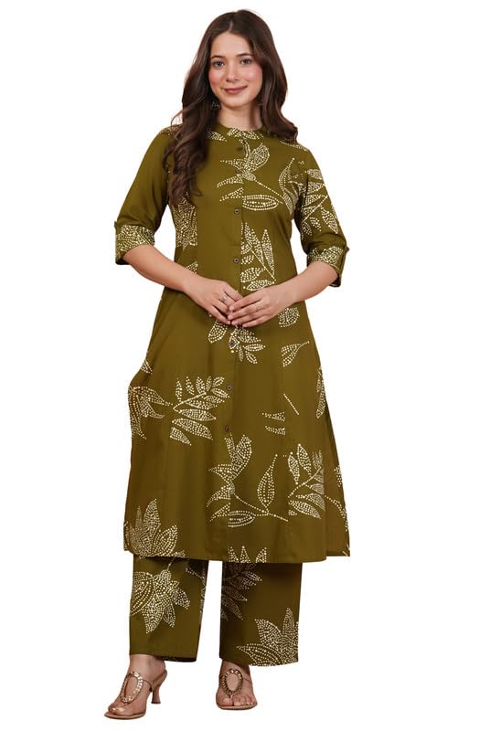 Image of rytras Women Pure Cotton Printed A-Line Kurta Set with Palazzo pants|Ethnic wear|Kurta Set for Women