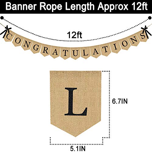 Image of Congratulations Burlap Banner - 2026 Graduation Party Decorations - Rustic Congratulations Banner for Graduation Wedding Anniversary Retirement Birthday Party Supplies - 2026 Grad Decorations
