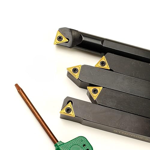 Miniatura 4 de OSCARBIDE Juego de 5 herramientas de torneado de torno indexable y barra de mandrinado (4 portaherramientas de torno de carburo y 1 barra de