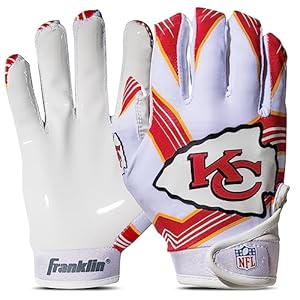 Franklin Sports Youth NFL Football Receiver Gloves – Kids Football Gloves Pair – NFL Team Logos and Silicone Palm – All Youth Sizes – Great Game Gear + Football Costume Accessory