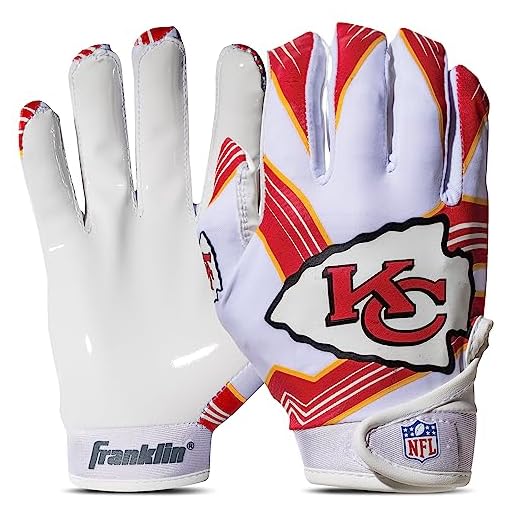 Franklin Sports Youth Football Receiver Gloves For Kids, NFL Team Logos and Silicone Palm, Youth Medium/Large