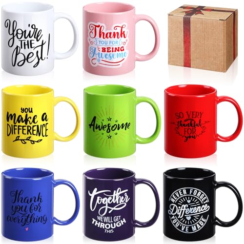Maxdot 8 Pieces 12 oz Employee Team Appreciation Coffee Mugs