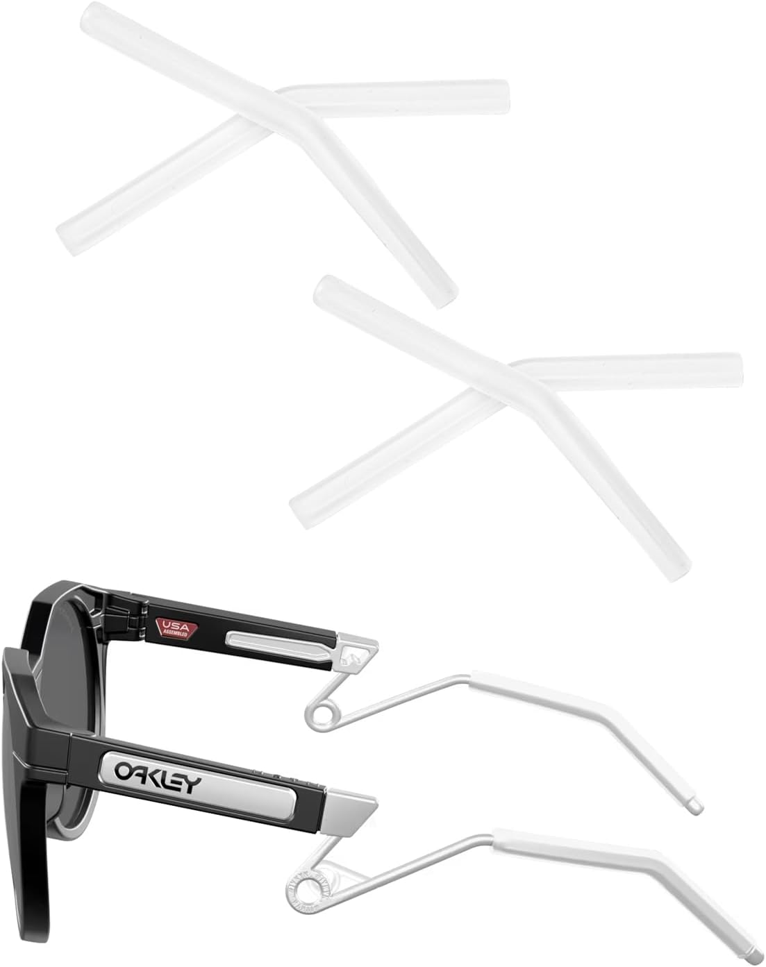 2 Pairs Replacement Earsocks Rubber Temple Sleeve for Oakley HSTN Metal OO9279 Sunglasses Frame, Clear Ear Sleeves