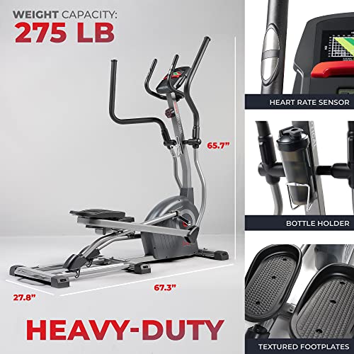Image of Sunny Health & Fitness Elliptical Exercise Machine with Long Stride Workout | Adjustable Magnetic Resistance, Joint-Friendly, Smart Function, Heart Rate Sensor, Digital Monitor, SunnyFit App