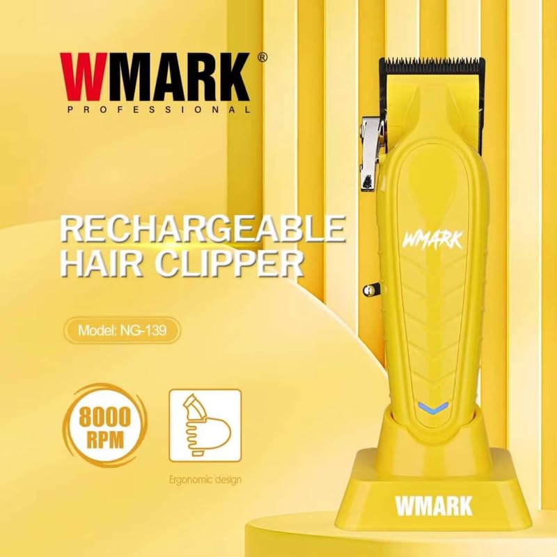 Image of WMARK NG-139 Premium Salon Series 8000-8500RPM 385 Double Ball Motor Zero Gapped Hair Clipper High Precision Fade Blade with DLC Process 2500mAh Battery USB Charging & Stand 180-Min Runtime, Model 5