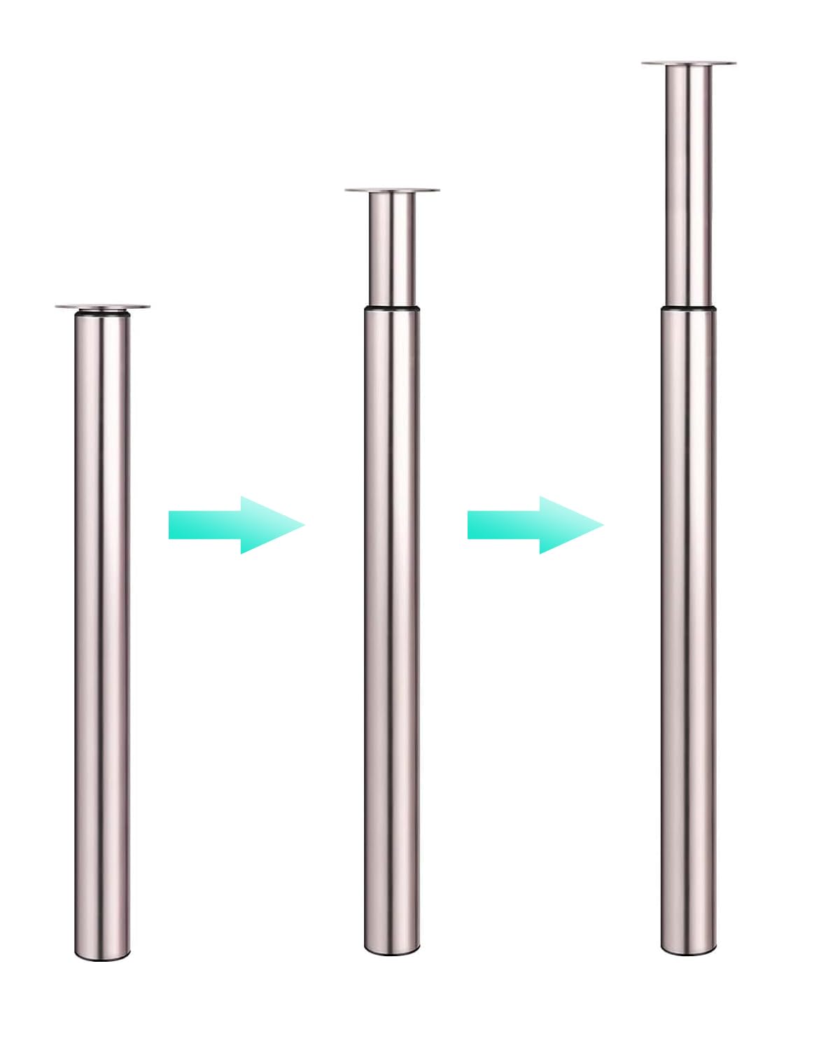 Toemics 1 Pcs Breakfast Bar Legs 710-1100mm Height Adjustable Table Leg Metal Kitchen Worktop Leg Furniture DIY Dining Table Legs with 60mm Diameter Nickel Brushed