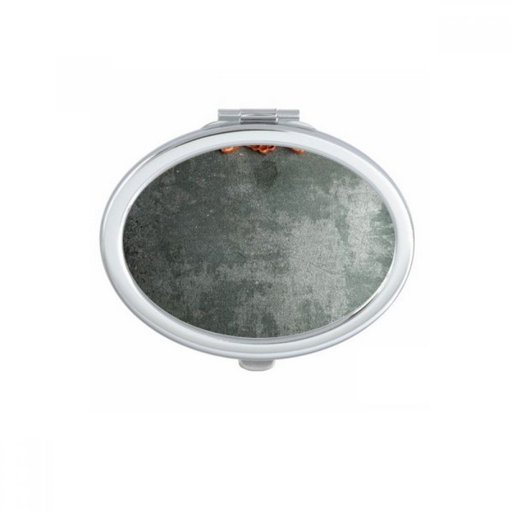 Miroir de poche compact motif ciment gris et acajou pour retouches maquillage rapides