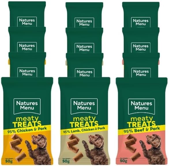 Natures Menu Original Mixed variety Real Meaty Dog Treats 50g Box Of 12 (3 Flavours)