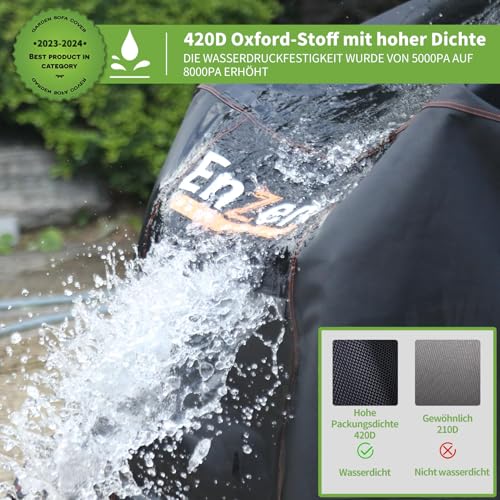 Enzeno Abdeckung Gartenmöbel Wasserdicht,200X100X74cm Gartenmöbel Abdeckplane,420D Oxford Gewebe Loungemöbel Schutzhülle Winterfest,Lounge Abdeckhauben mit Luftauslass für Tische und Stühle