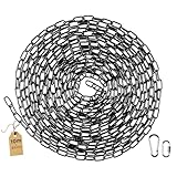 SWAWIS 10m Stahlkette aus Kohlenstoffstahl 3mm Starke Gliederkette mit M3 Karabinerhaken und Schnellverschlussringe Metallkette für Hundekette Absperrketten Lampenkette(Schwarz)