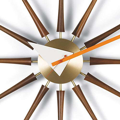 Yang1Mn.clock Solid Wood Spindle Shape Wall Clock, Wall Clock Spindle Classic Watches, Clocks Living Room Restaurant Bedroom Walnut Metal Wall Clock (58.5 58.5 7Cm) #TOP2