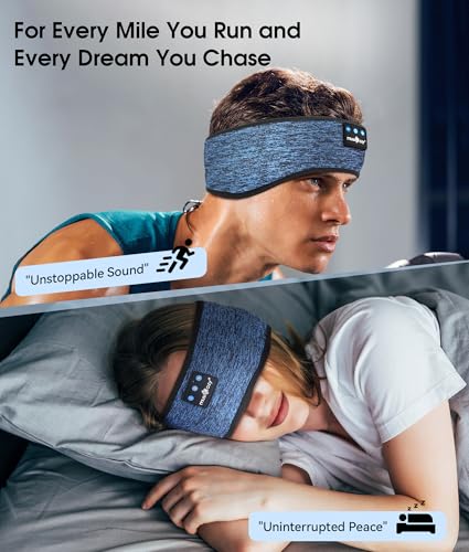 Image of MUSICOZY Sleep Headphones Bluetooth 5.4 Headband, Wireless Earphones Music Sleep Earbuds Sleeping Eye Mask with HD Stereo Speakers for Workout Running Travel Yoga, Ideal Gifts (Blue)