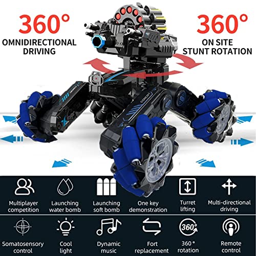 Rohsce Gesture Sensing Rc Tank, 2.4Ghz Battle Stunt Toy Tanks With Soft Bullets Off Road Hand Control Car Drift Remote Control Trucks For Boys & Girls 8-12, Twist Cars With Light Music #TOP1
