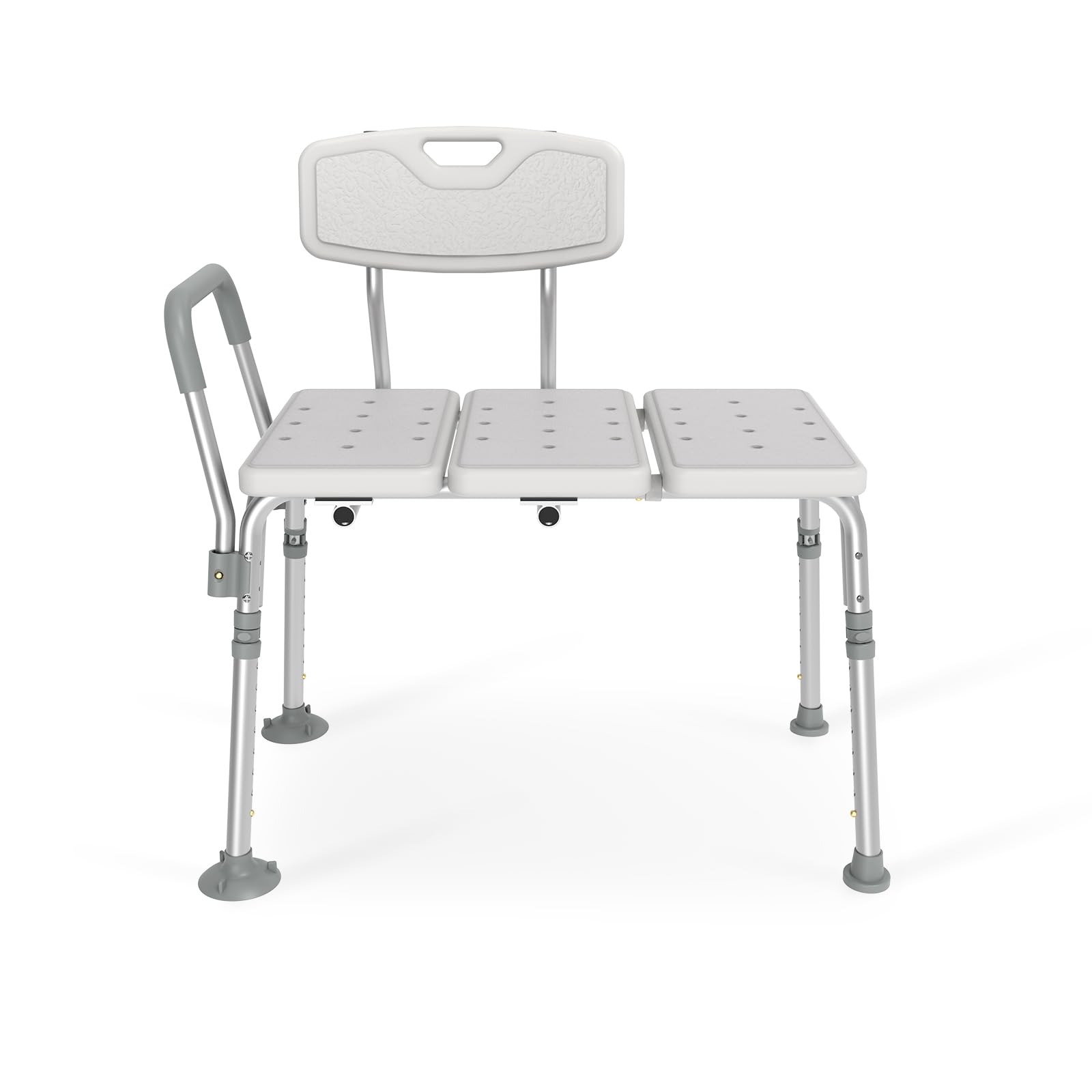 EMKE Taburete de Ducha para Seniors con reposabrazos y Respaldo, Altura Regulable, hasta 125 kg, Color Blanco