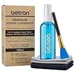 Betron Screen Cleaner Spray for TV, Laptop, Macbook, Computer, Monitor, Mobile Phone Cleaning Kit including Brush and Microfibre Cleaning Cloth, 100ml