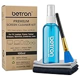 Betron Screen Cleaner Spray for TV, Laptop, Macbook, Computer, Monitor, Mobile Phone Cleaning Kit including Brush and Microfibre Cleaning Cloth, 100ml