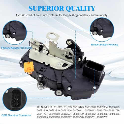 Image of HiSport Door Lock Actuator Front Left 931303 15785123 - Compatible with Cadillac Escalade Avalanche Silverado 1500 2500 3500 Suburban 1500 2500 Tahoe GMC Sierra 1500 2500 3500 Yukon XL 1500 2500
