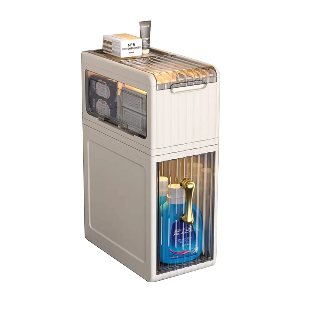 Armadietto da bagno sottile con 3/4 cassetti stretti a 3 ripiani, compatto carrello da cucina estraibile, salvaspazio, elegante mensola da bagno per piccoli spazi