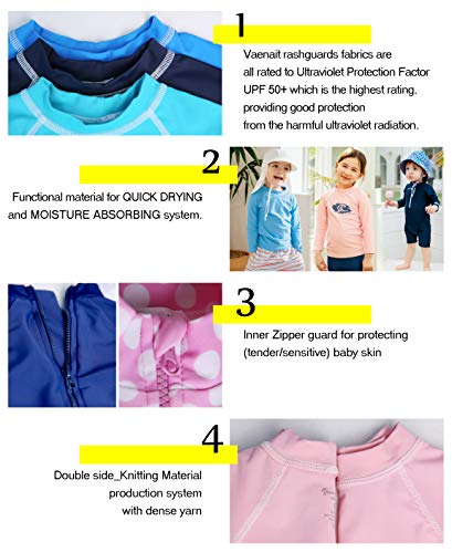 Image of VAENAIT BABY Girls One-Piece Swimsuit, UPF 50+ Long Sleeve Rash Guard, Ruffle Swimwear Infant & Toddler for 0-2 Years