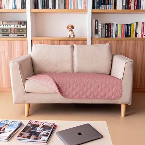 Image of gogobunny 3X Stronger Waterproof Pet Blanket, Scratch Proof Furniture Protector for Dogs Cats, Reversible Cover 32x53 Inch, Dark Pink /Light Pink