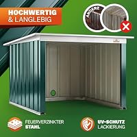 Gardebruk® Mähroboter Garage 89x90x54cm Pultdach Metall Wetterbeständig Dach klappbar 4X Erdanker Carport Regenschutz Rasenroboter Grün – Ansicht 7