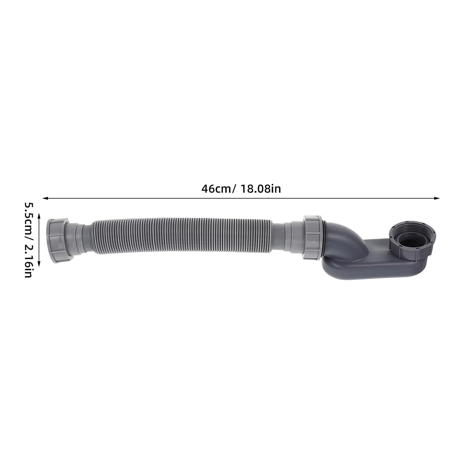 Lurrose 2 tubos de desagüe para bañera: Tubo de desagüe flexible - de drenaje antiolor - Manguera P de perfil bajo de 1 1/2 para reemplazar la manguera de vieja en bañeras y platos de ducha