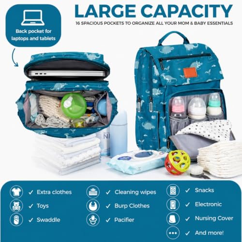Image of Winnies Diaper Bag with Changing Station & Foldable Bassinet Diaper Backpack for Mom Travel Waterproof with Insulated Bottle Pockets Newborn Baby Bag for Hospital Bag for Delivery Women