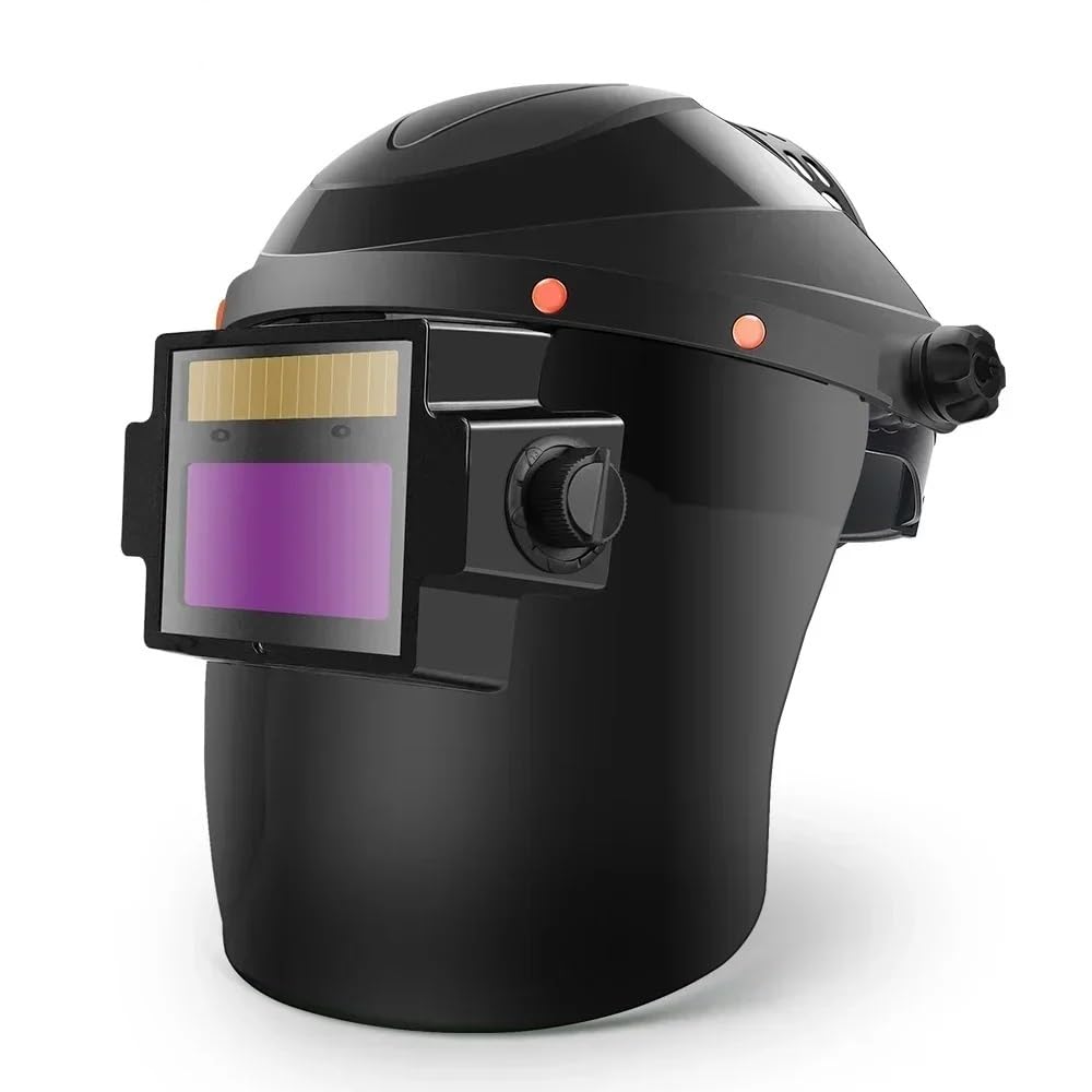 Welding Supplies Black Welder Mask Solar Auto Darkening Splash Proof Safety Welding Mask Air Fed Welder Helmet Welding Protective Cap(Upgrade Black)