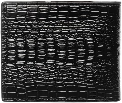 Genuine Leather Bifold Wallet with RFID Blocking, Slim Alligator Pattern Design, ID Window and Gift Box (Black) - Image 3