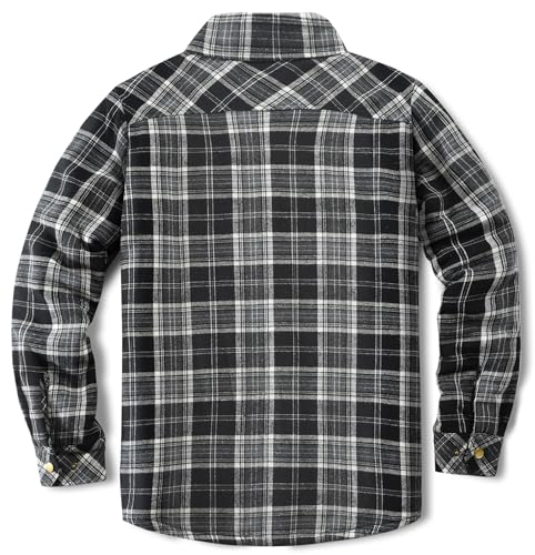 Image of Men's Sherpa Cotton Flannel Shirt Jacket Plaid Button Coat Pocket