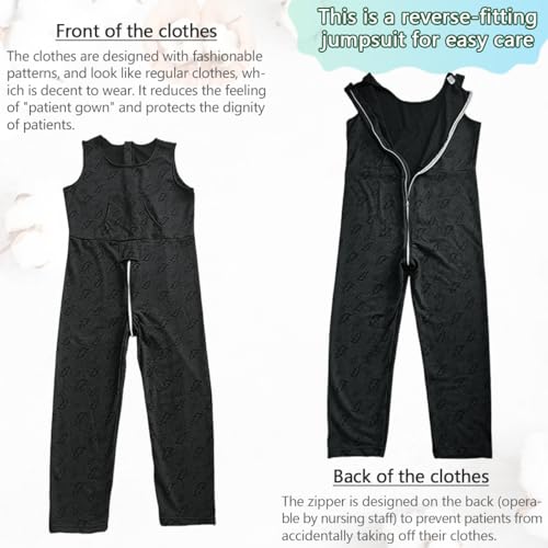 Image of Unisex Anti-Strip Adaptive Jumpsuit with Back-Zipper,Vest Trousers,Suitable for Seniors,Dementia Patient,Alzheimer's Patients,Incontinence Care