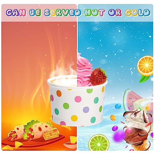 Image of Boao 200 Set 5 oz Ice Cream Cups with Spoons Disposable Paper Sundae Dessert Bowls Summer Party Supplies (Fresh Style)