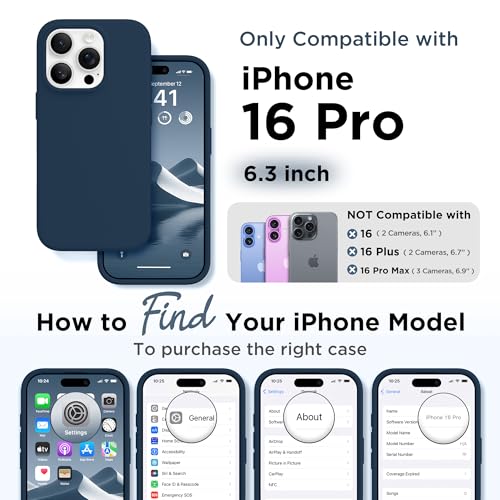 Image of GolbinBox Magnetic for iPhone 16 Pro Case, Silicone Cover, Dark Blue