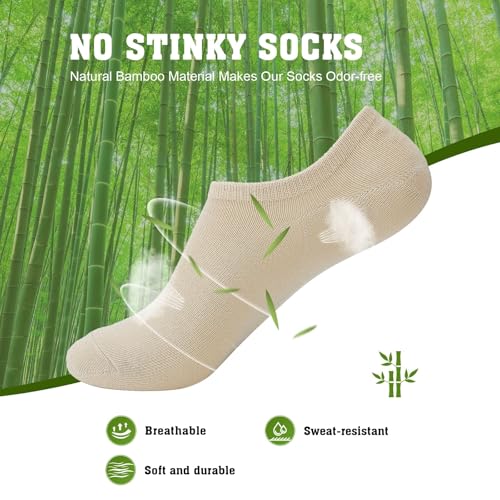 4/5 pairs No Show Socks for Women Men, Bamboo Rayon Non-Slip Breathable Low Cut Casual invisable Socks for Sneakers Loafers2