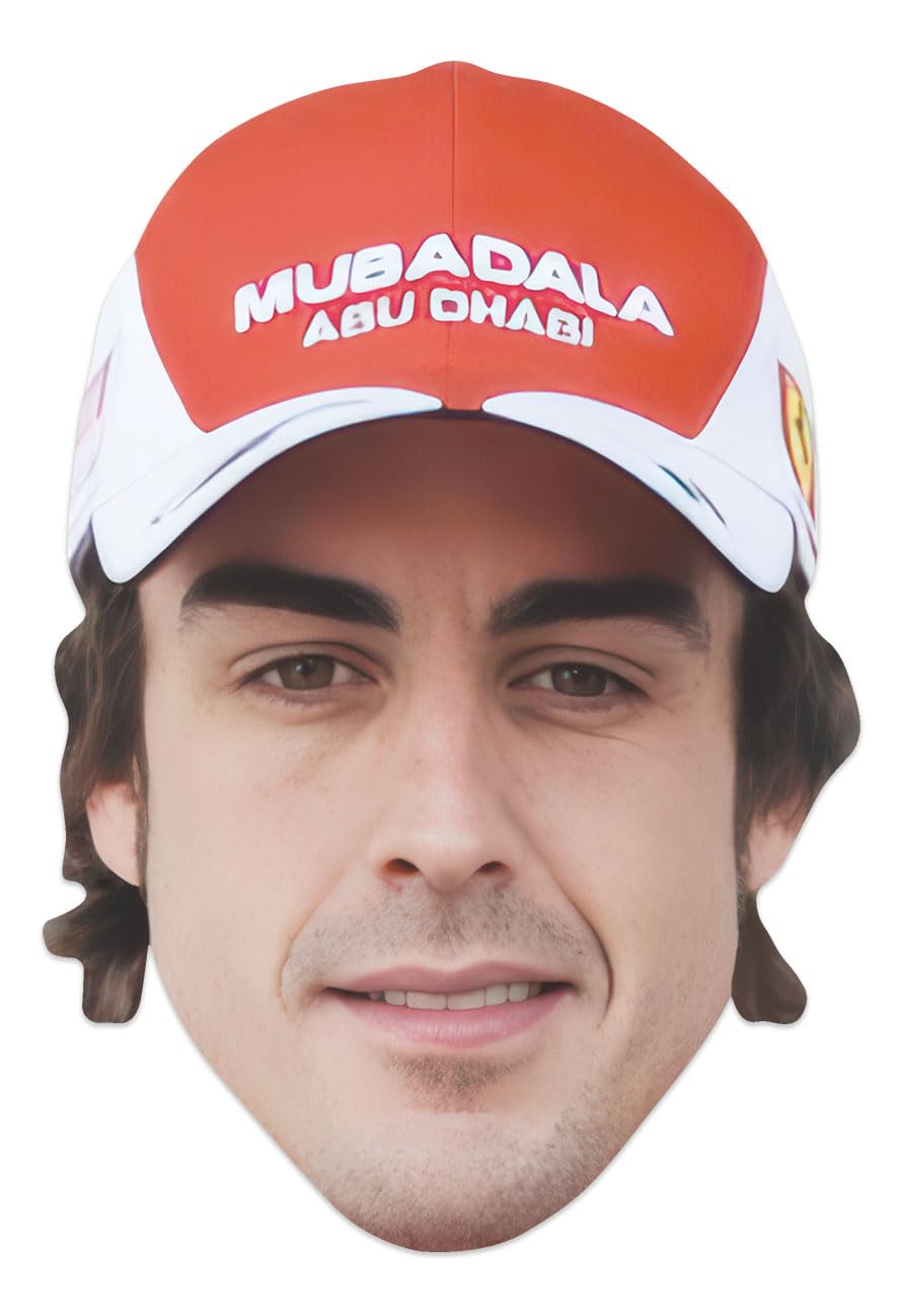 Star Cutouts CM280 Fernando Alonso Cardboard Face Mask – Motorsport Icon Fancy Dress Mask for Racing Fans