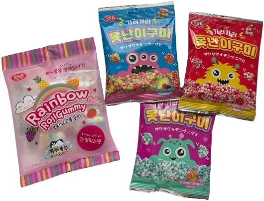 Amazon 【4種類セット】レインボーロールグミ モンナニグミ ザクザク トロピカルミックス レモンミックス ストロベリーミックス