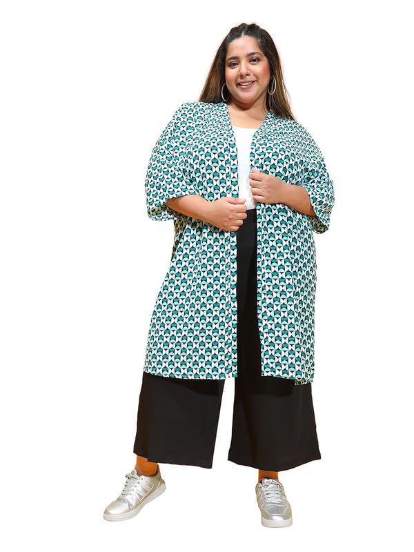 oxolloxo Women Plus Size Printed Long Sleeve Open Collar Shrug-picture-32