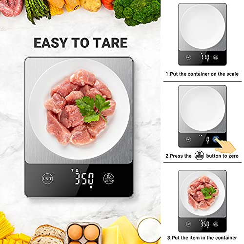 Geekclick Food Scale, Digital Kitchen Scale Weight Grams And Oz/Ounces, Kitchen Tools For Baking, Cooking, Meal Prep, Weight Loss, 1G/0.1Oz Precise Graduation, Stainless Steel And Tempered Glass #TOP4